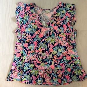 Lacie Peplum Top In Oyster Bay Navy Seen And Herd